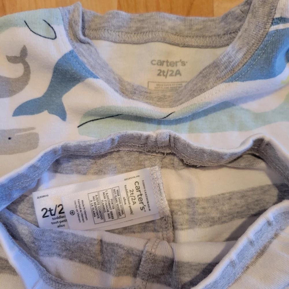 Carter's Blue Whale Print Short-Sleeve Pajama Set Size 2T